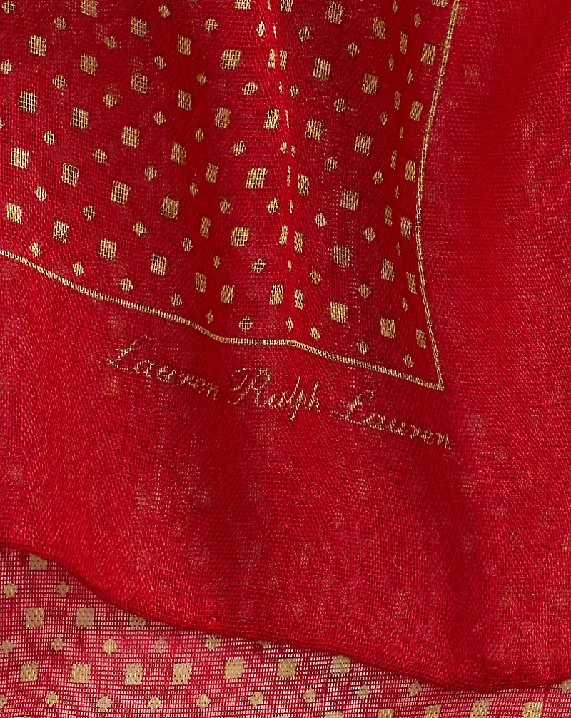 Geo-Print Linen-Silk Square Scarf