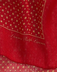 Geo-Print Linen-Silk Square Scarf