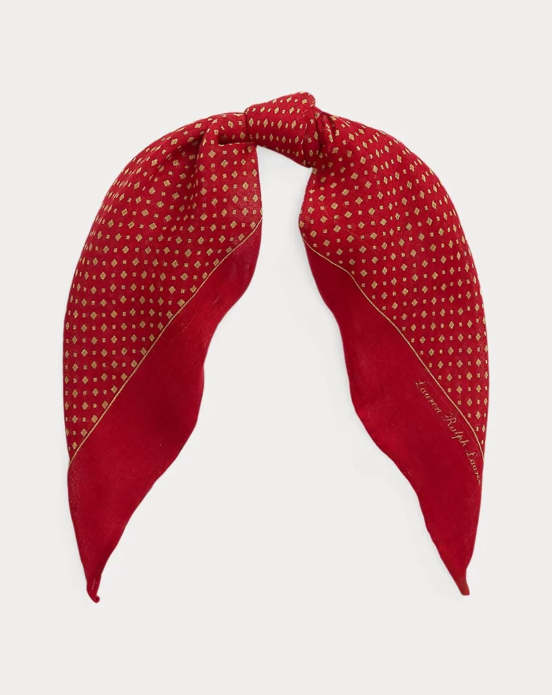 Geo-Print Linen-Silk Square Scarf