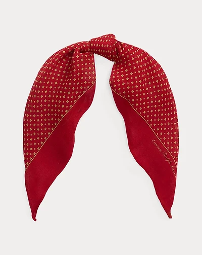 Geo-Print Linen-Silk Square Scarf