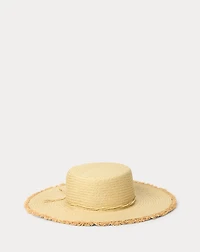 Leather-Trim Straw & Raffia Sun Hat