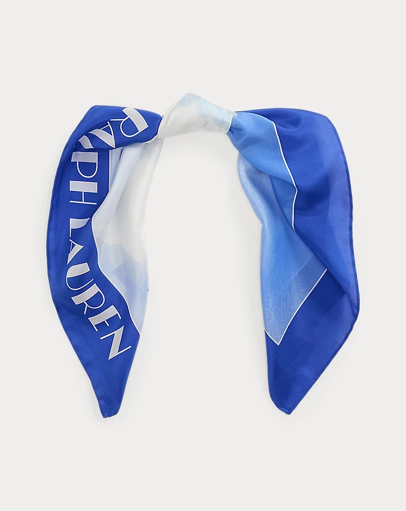 Landscape-Print Silk Square Scarf