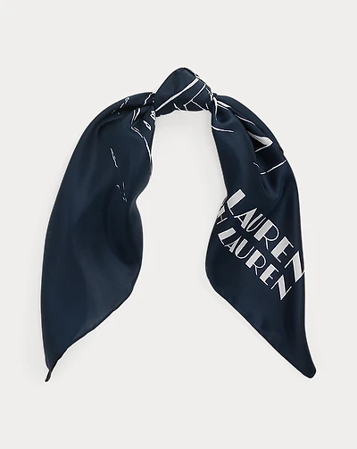Landscape-Print Silk Square Scarf