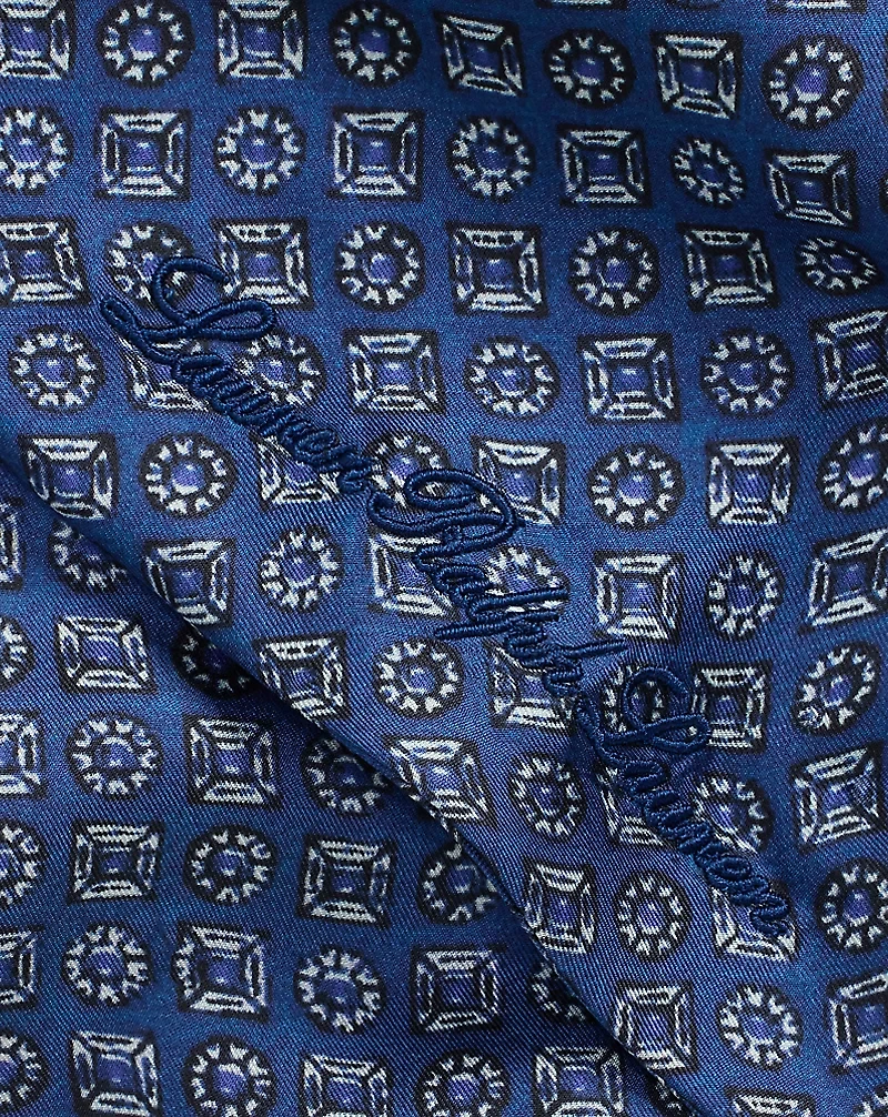 Geo-Print Logo Silk Diamond Scarf
