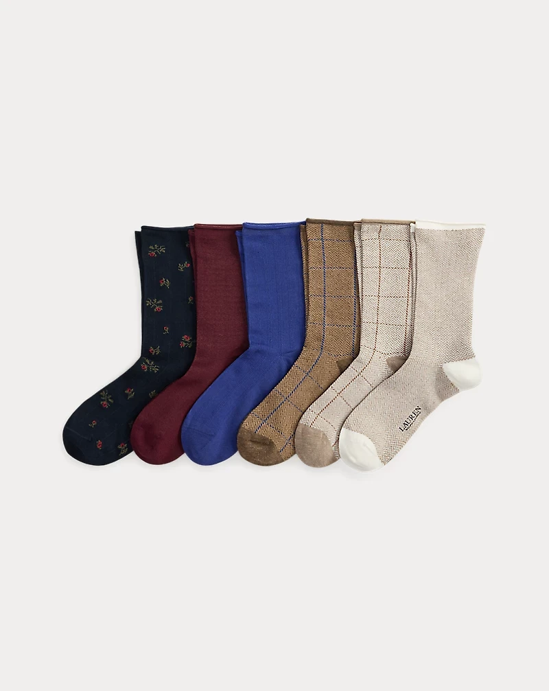 Patterned Stretch Roll-Top Sock 6-Pack