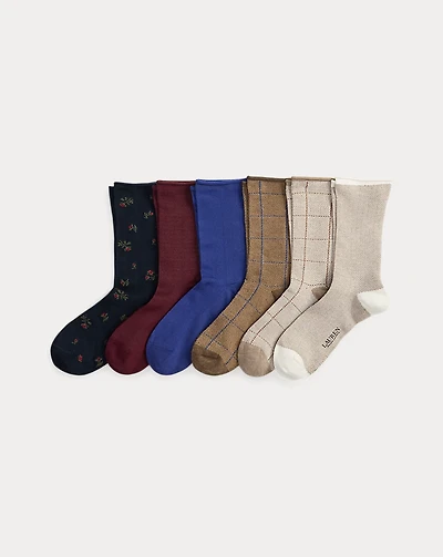 Patterned Stretch Roll-Top Sock 6-Pack