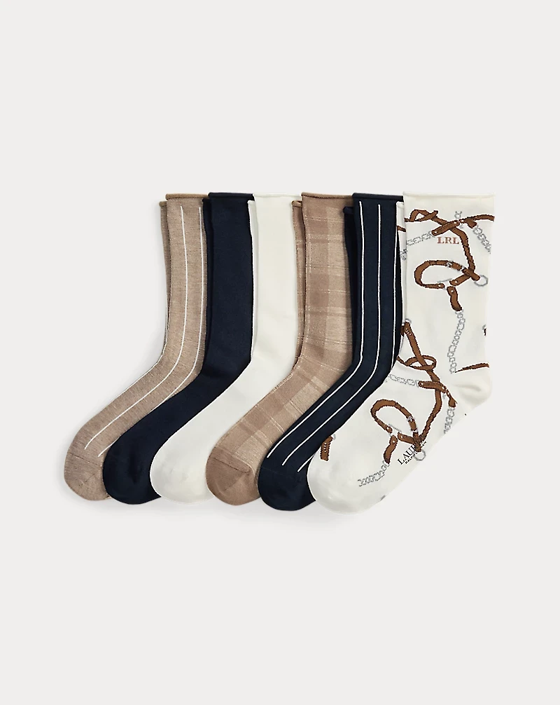 Patterned Stretch Roll-Top Sock 6-Pack