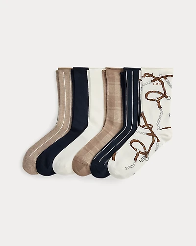 Patterned Stretch Roll-Top Sock 6-Pack