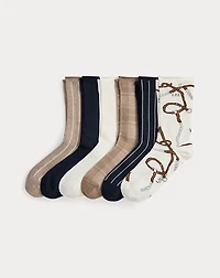 Patterned Stretch Roll-Top Sock 6-Pack
