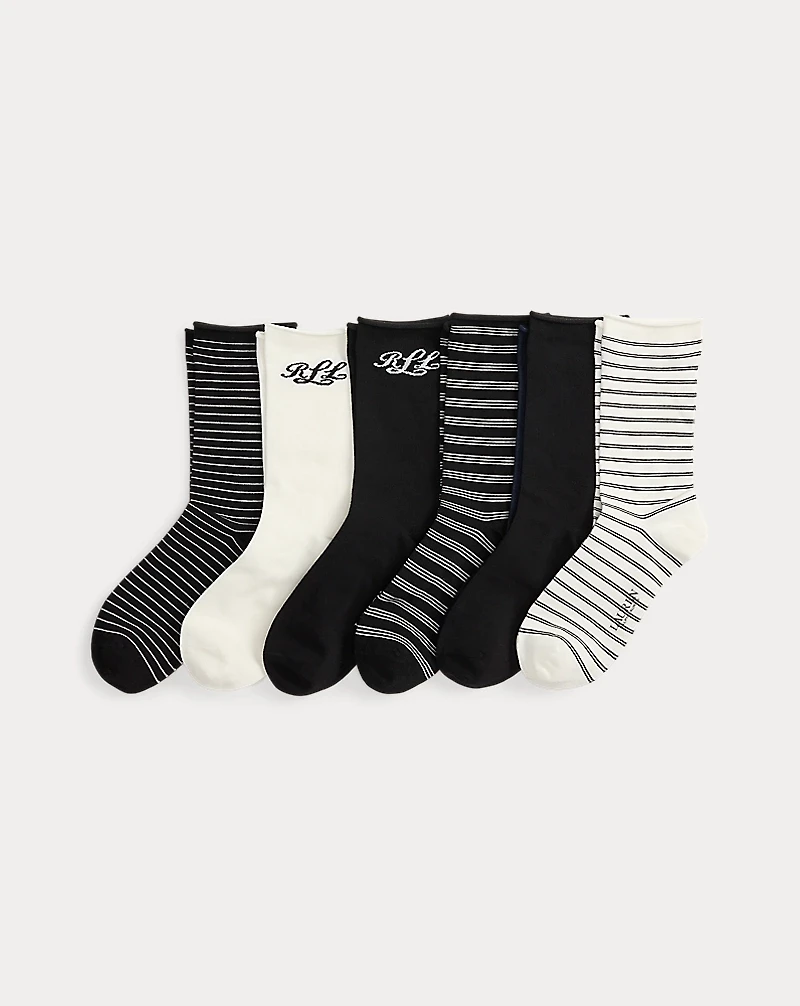 Logo & Striped Roll-Top Sock 6-Pack