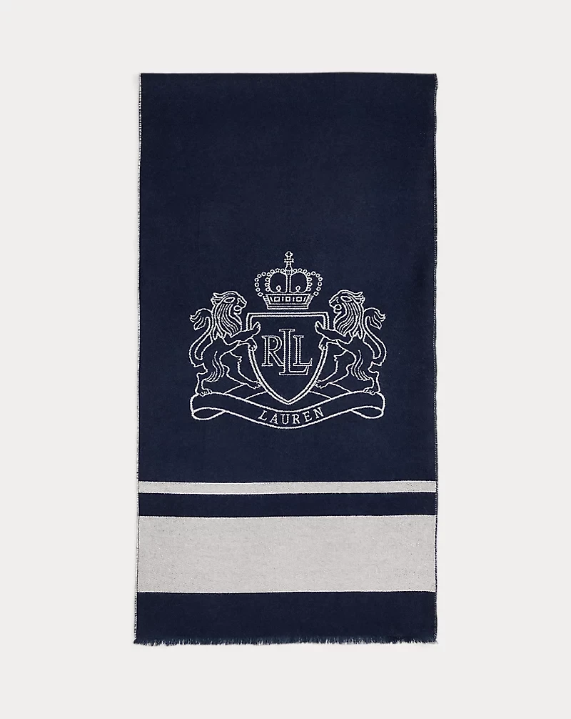 Two-Tone Crest Jacquard Wrap Scarf
