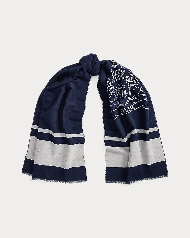 Two-Tone Crest Jacquard Wrap Scarf