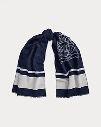 Two-Tone Crest Jacquard Wrap Scarf