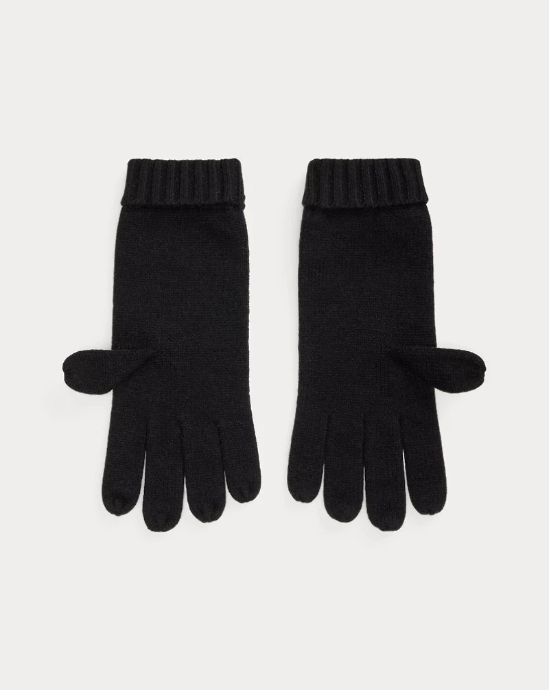 Crest-Button-Trim Knit Gloves