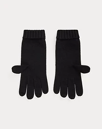 Crest-Button-Trim Knit Gloves