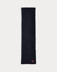 Leather-Trim Rib-Knit Scarf