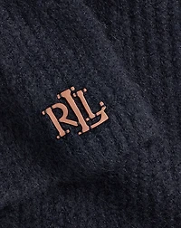 Leather-Trim Rib-Knit Scarf