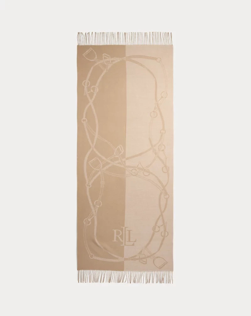 Belting-Motif & Logo Jacquard Wrap Scarf