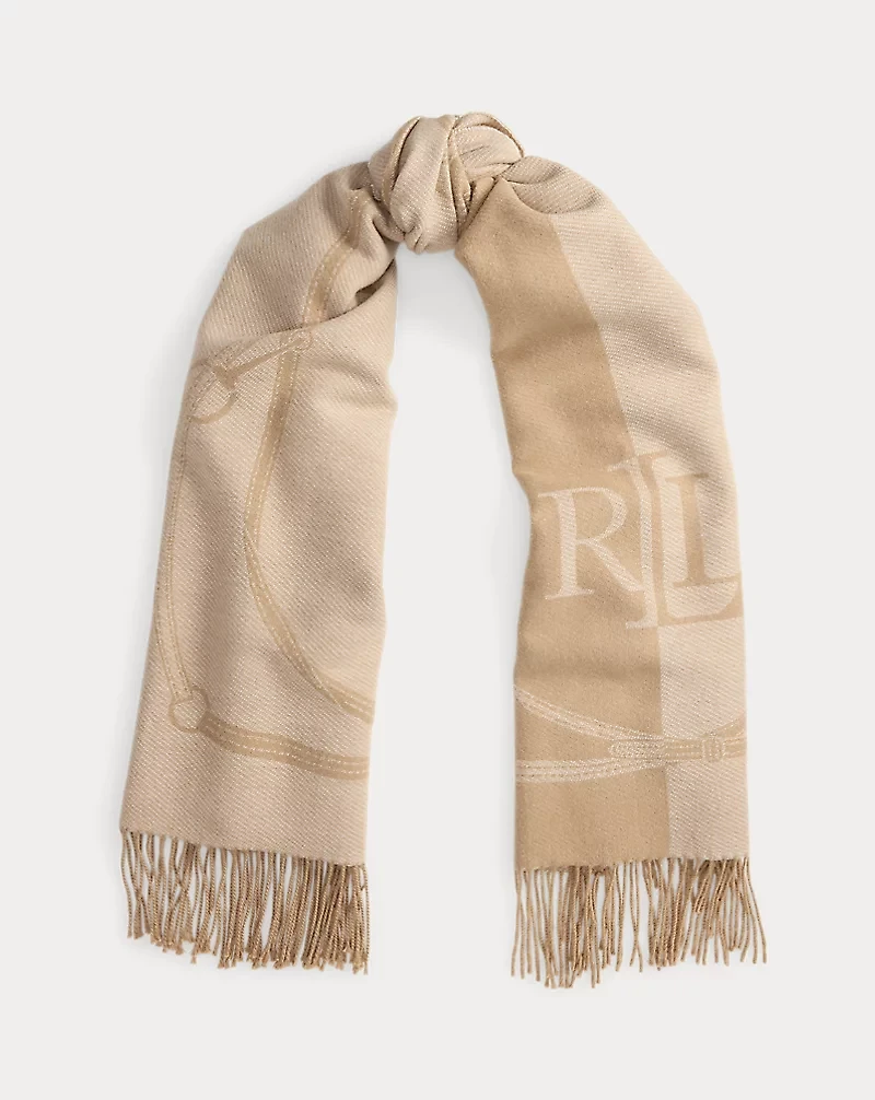 Belting-Motif & Logo Jacquard Wrap Scarf