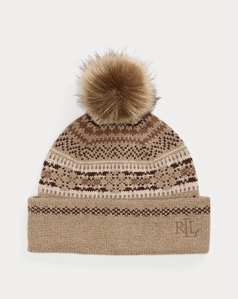 Fair Isle Pom-Pom Wool-Blend Beanie