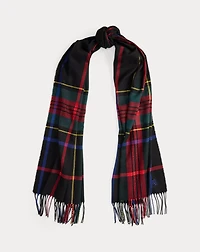 Plaid Fringe-Trim Scarf