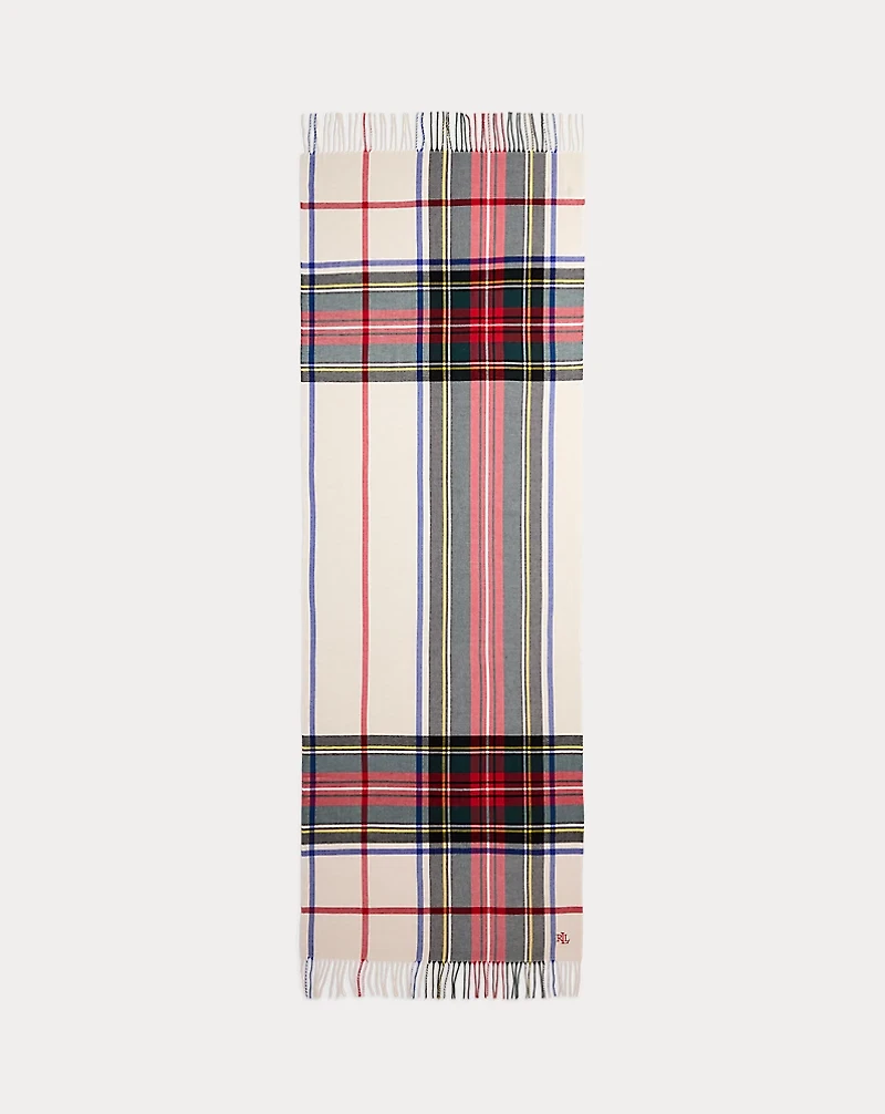 Plaid Fringe-Trim Scarf