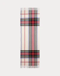 Plaid Fringe-Trim Scarf