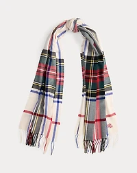 Plaid Fringe-Trim Scarf
