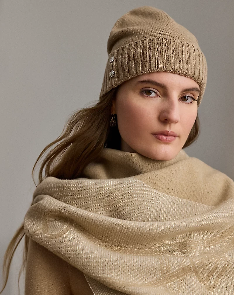 Button-Trim Knit Beanie