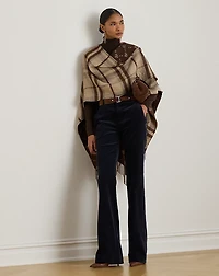 Plaid & Logo Jacquard Reversible Ruana