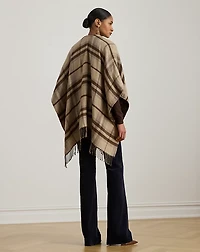 Plaid & Logo Jacquard Reversible Ruana