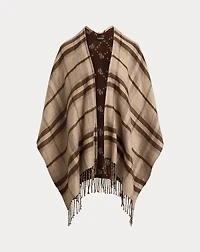 Plaid & Logo Jacquard Reversible Ruana