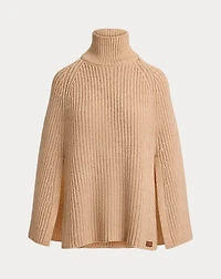Rib-Knit Cotton-Blend Mockneck Cape