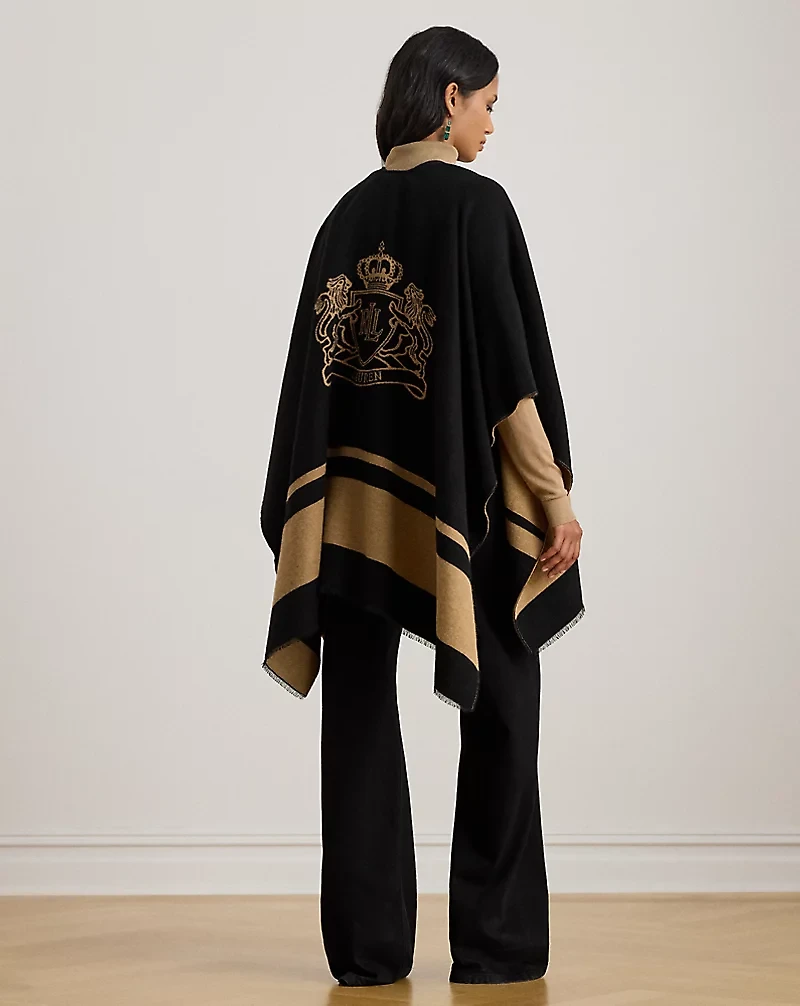 Two-Tone Crest Jacquard Ruana