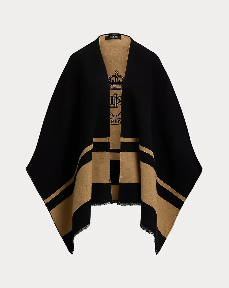 Two-Tone Crest Jacquard Ruana