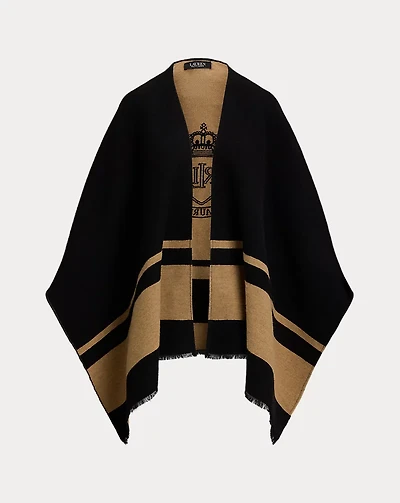 Two-Tone Crest Jacquard Ruana