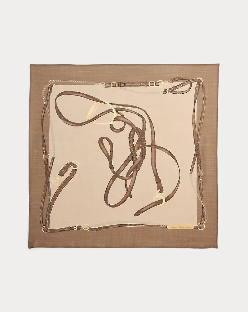 Belting-Print Wool-Silk Square Scarf