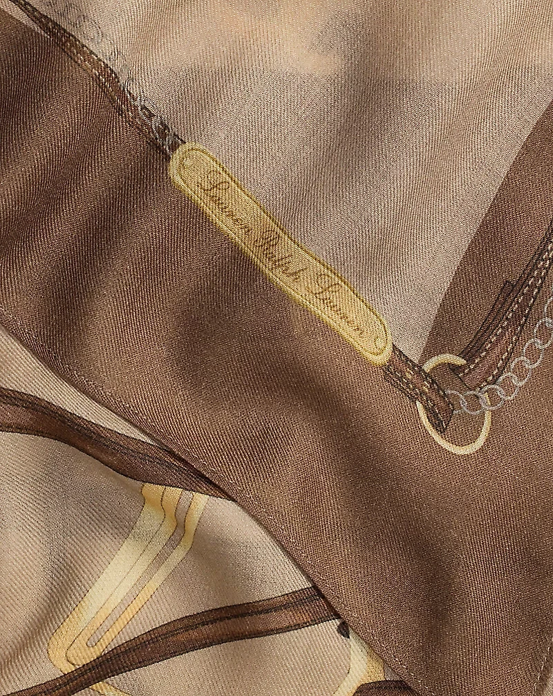 Belting-Print Wool-Silk Square Scarf