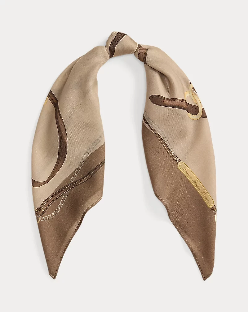 Belting-Print Wool-Silk Square Scarf