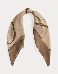 Belting-Print Wool-Silk Square Scarf