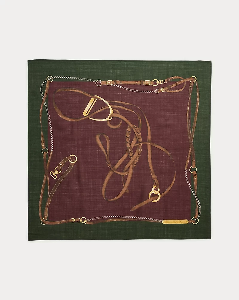 Belting-Print Wool-Silk Square Scarf