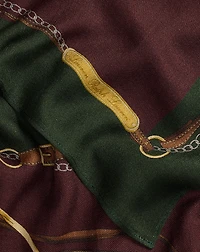 Belting-Print Wool-Silk Square Scarf