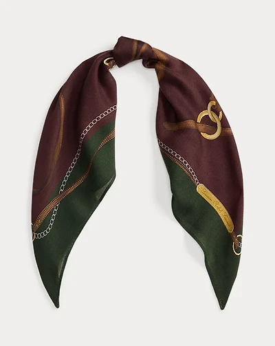 Belting-Print Wool-Silk Square Scarf
