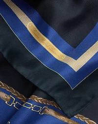 Equestrian-Motif Silk Square Scarf