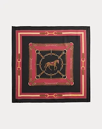 Equestrian-Motif Silk Square Scarf