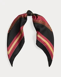 Equestrian-Motif Silk Square Scarf