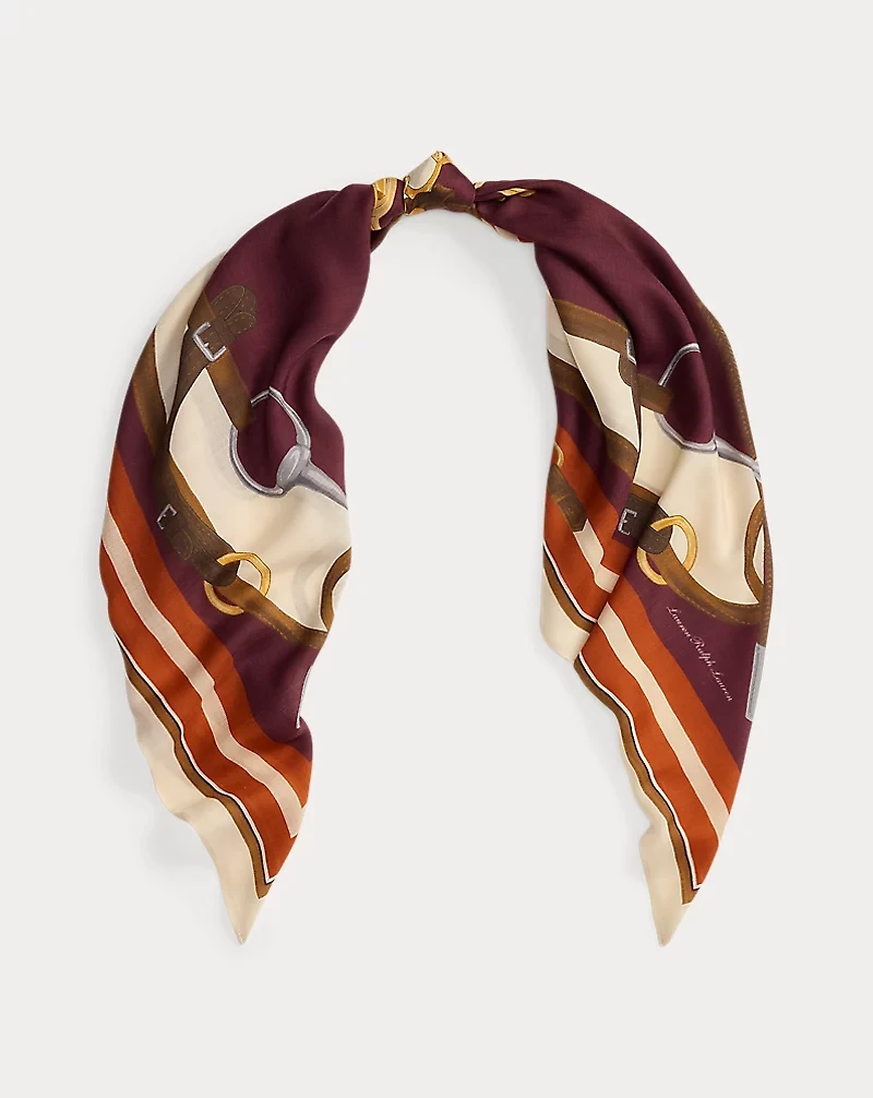 Belting-Print Wool-Silk Square Scarf