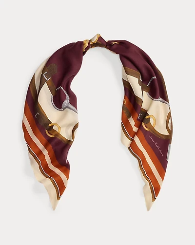 Belting-Print Wool-Silk Square Scarf