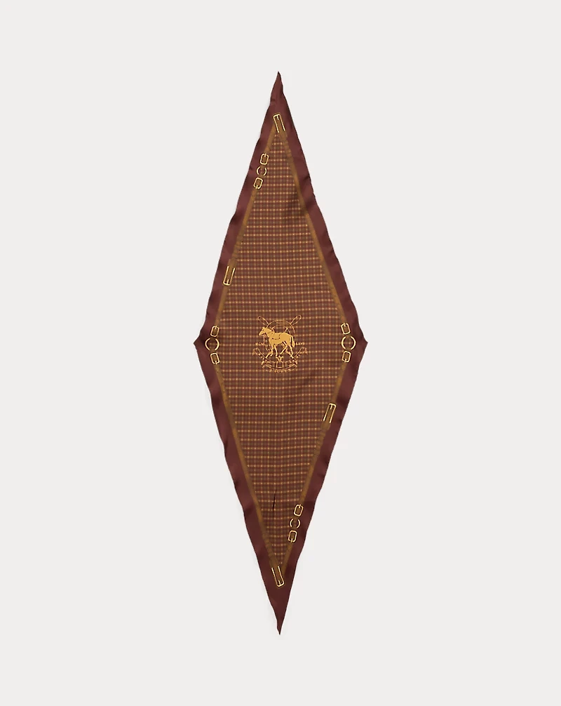 Belting-Print Plaid Silk Diamond Scarf