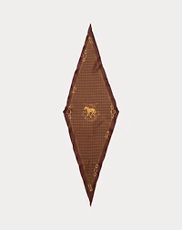 Belting-Print Plaid Silk Diamond Scarf